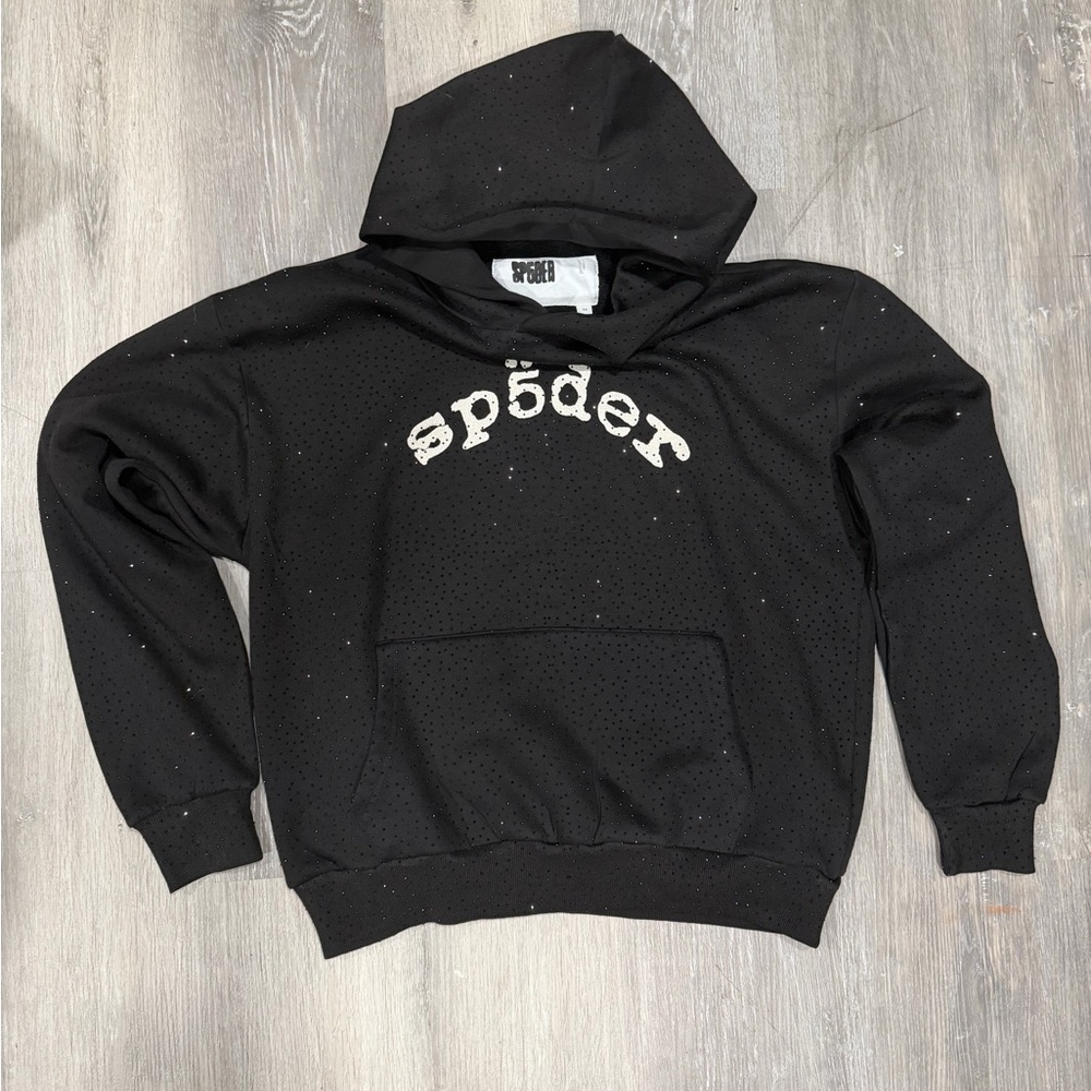 Spider Black Crewneck Hoodie Sweatshirt - Men's